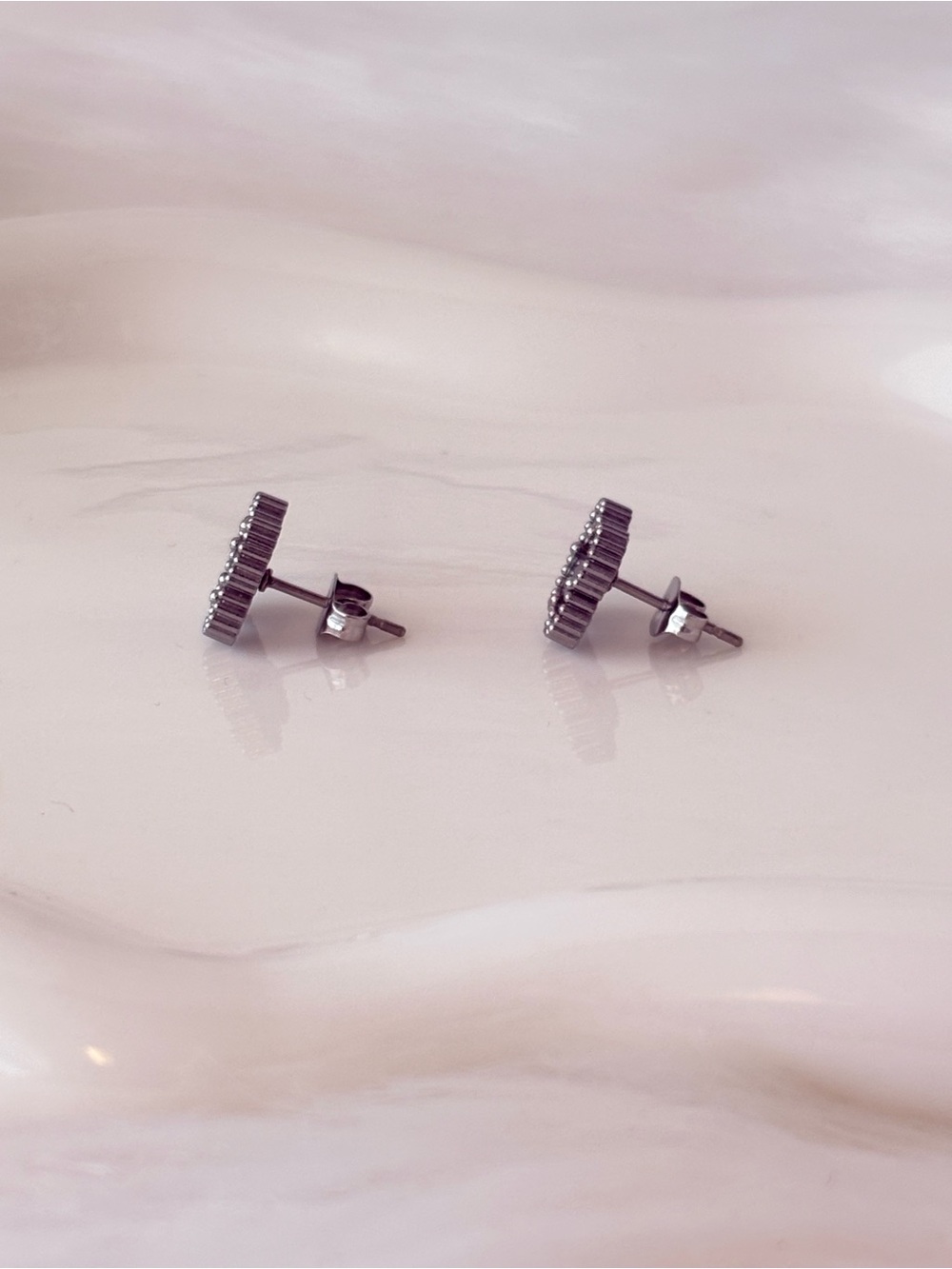 Black and Silver Stainless Steel
Clover Earrings - Picture 6 of 7